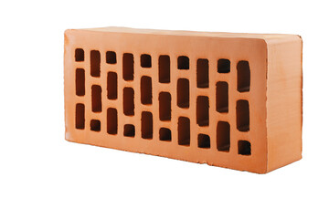 Red brick on a white background, isolated.