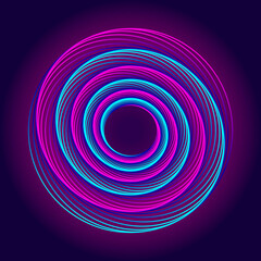 Twisted lines on a dark background. Rotating geometric shape. Logo. Vector illustration.
