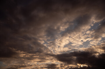 Fototapeta na wymiar Sunset sky with orange clouds. Nature background.