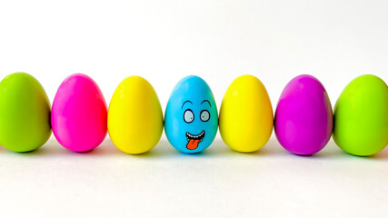 Easter.  Multicolored painted bright colorful Easter eggs close-up.  Easter holiday concept