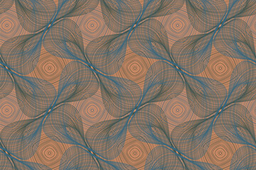 Organic lines geometric shapes optical illusion seamless pattern.
