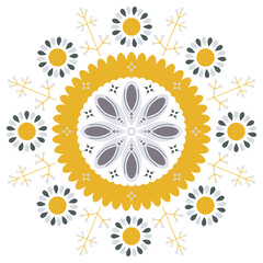 Abstract scandinavian floral mandala print. Vector flower illustration