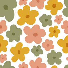 Children's seamless pattern with flowers. Cute texture for kids room design, Wallpaper, textiles, wrapping paper, apparel. Vector illustration