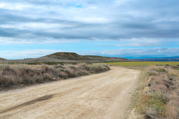 Road in Nature Park and Reserve Bardenas Reales Spain