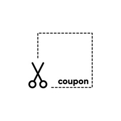 Thin line coupon with simple scissors image