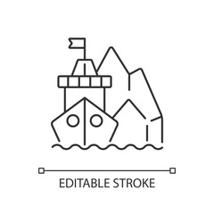 Arctic exploration linear icon. Polar regions exploration. Undisturbed marine spaces on earth. Thin line customizable illustration. Contour symbol. Vector isolated outline drawing. Editable stroke © IMG visuals icons