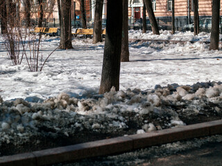 melting snow in park