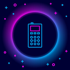Glowing neon line Remote control icon isolated on black background. Colorful outline concept. Vector