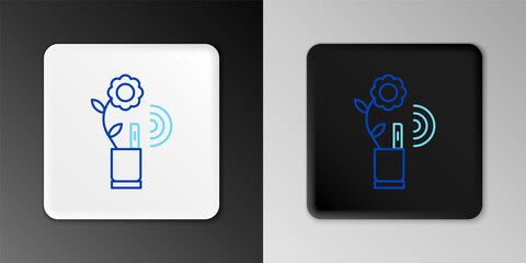 Line Smart farming technology - farm automation system in app icon isolated on grey background. Colorful outline concept. Vector