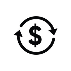 Money exchange flat trendy black icon image
