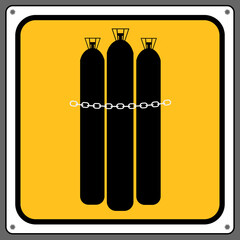 Warning signs about argon tanks,Caution sign