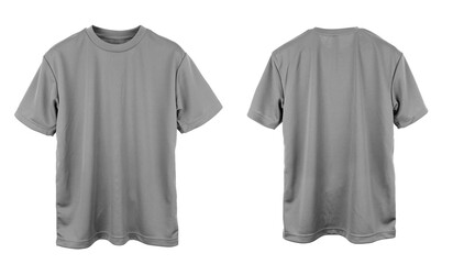 Blank Jersey T Shirt color grey template front and back view on white background

