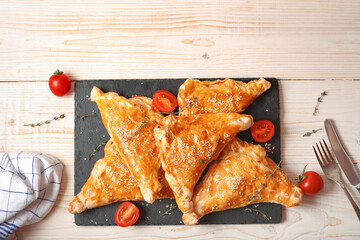 Homemade puffs on a light wooden background