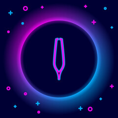Glowing neon line Eyebrow tweezers icon isolated on black background. Cosmetic tweezers for ingrown hair. Colorful outline concept. Vector