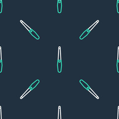 Line Nail file icon isolated seamless pattern on black background. Manicure tool. Vector