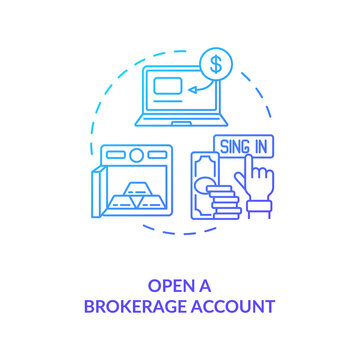 Opening brokerage account concept icon. Stock trading step idea thin line illustration. Reaching financial and savings goals. Access to different investments. Vector isolated outline RGB color drawing