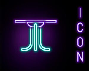 Glowing neon line Round table icon isolated on black background. Colorful outline concept. Vector