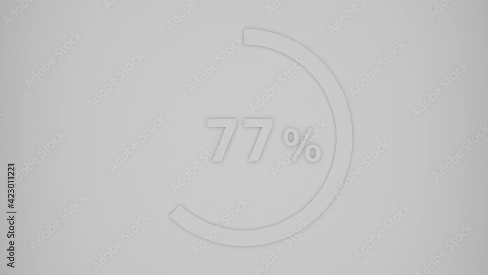 Aufkleber circular progress bar with number counter from 0 to 100%, minimal style white on white (3d render)