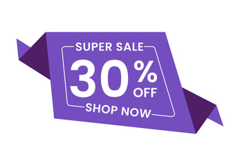 Super Sale 30% Off Shop Now. 30 Percent Discounts Banner