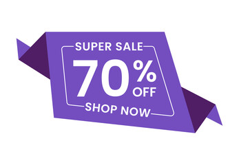 Super Sale 70% Off Shop Now. 70 Percent Discounts Banner