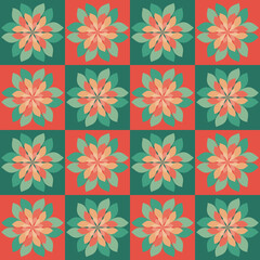 Flower nature geometric background design. Abstract geometric seamless pattern. Decorative ornament mosaic. Vector illustration. 