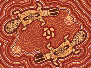 Aboriginal platypus art backgrond
