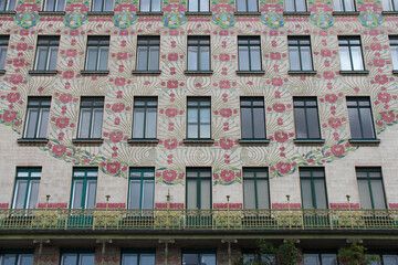 art nouveau building (majolikahaus) in vienna (austria)