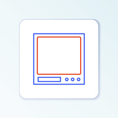 Line Electronic scales icon isolated on white background. Weight measure equipment. Colorful outline concept. Vector