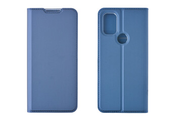 Expensive, fashionable smartphone case. Isolated front and back view on a white background.