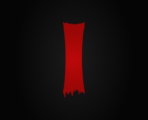 I letter horror bloody, scary. Insane Fear brutal, scream font. Wicked night theme style design