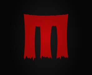 M letter horror bloody, scary. Insane Fear brutal, scream font. Wicked night theme style design