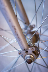 Close-up of bike cycle fork. Bicycle parts