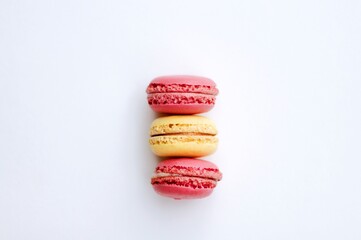 colorful macaroons on a white 