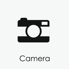 Camera vector icon.  Editable stroke. Linear style sign for use on web design and mobile apps, logo. Symbol illustration. Pixel vector graphics - Vector