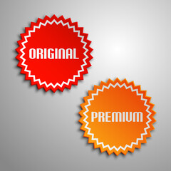 Original & Premium Special Round Offer. Vintage Sticker. Origami paper infographic colorful banners set. Annotation circle buttons. Advertising Design shape. Speech talking cloud. Vector label tag.