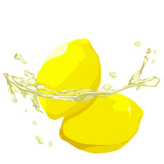 水に落ちる2つのレモン