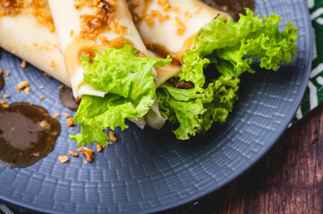 Lumpiang Sariwa- Fresh Spring Rolls- flatlay focused