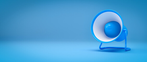 blue Alert Megaphone loudspeaker alarm isolated - speaker horn. 3d render