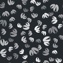 Fototapeta na wymiar Grey Pistachio nuts icon isolated seamless pattern on black background. Vector