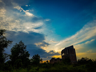 sunset over the castle