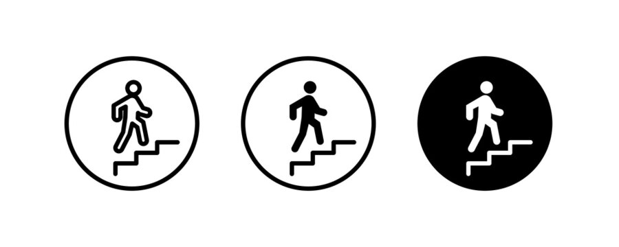 Stairs going up, Stairs, climbing, walking, go up icons button, vector, sign, symbol, logo, illustration, editable stroke, flat design style isolated on white