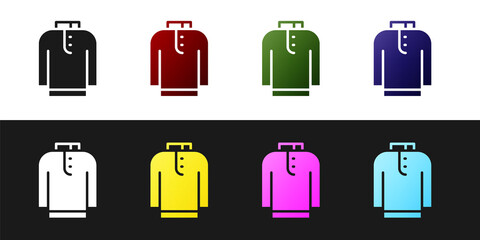 Set Shirt kurta icon isolated on black and white background. Vector