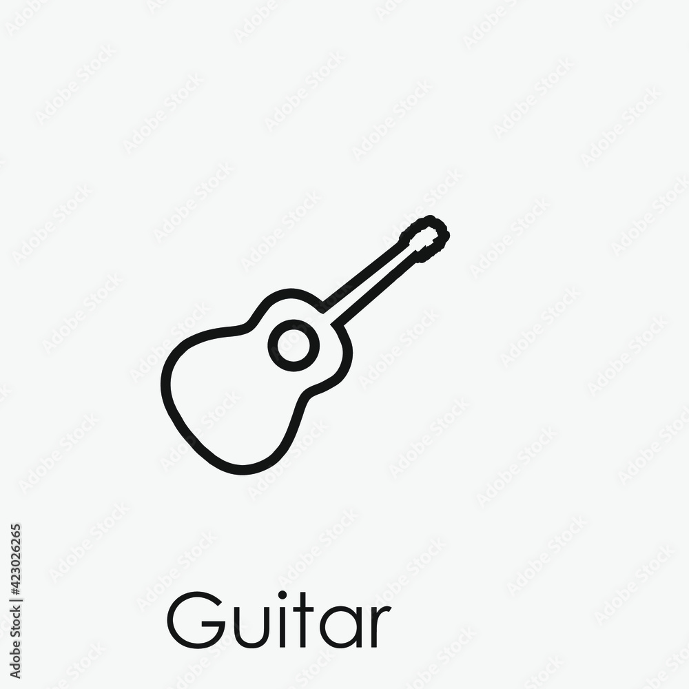 Poster guitar vector icon. editable stroke. linear style sign for use on web design and mobile apps, logo. 