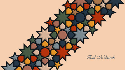 Eid Mubarak abstract background with traditional geometric islamic ornament