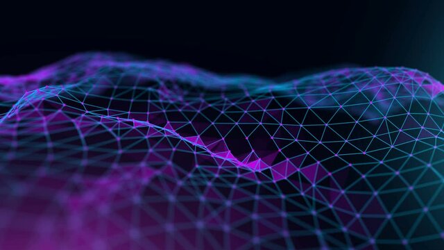 Blue blockchain technology animation. Network connection structure and information technology concept. Digital background futuristic. Seamless loop 4k.