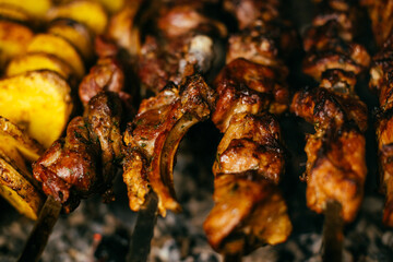 barbecue in the grill on the coals