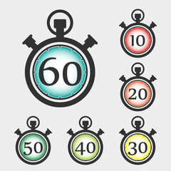 Countdown. Analog timer icons set, illustration, Clock picture, watch icon