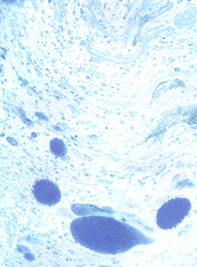 Abstract art background blue fluid paint streaming over white surface watercolor technique illustration