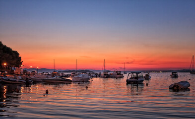 Boats and yachts in marina