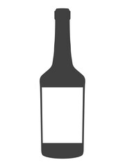 Vector vintage wine bottle with white label isolated on white. Ready for place an ad.